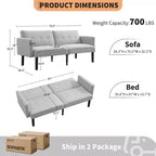 Canapé-lit double, canapé inclinable réglable sur 3 positions, conception surélevée pour un nettoyage facile, canapé pliant moderne pour salon, appartement, bureau