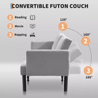 Canapé-lit double, canapé inclinable réglable sur 3 positions, conception surélevée pour un nettoyage facile, canapé pliant moderne pour salon, appartement, bureau
