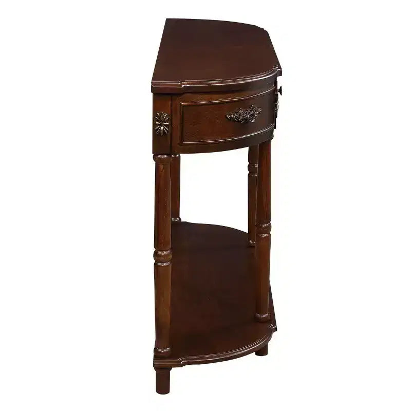 Table console incurvée rétro en bois de 52 po avec étagère ouverte et 2 tiroirs pour le salon et le couloir, cerisier