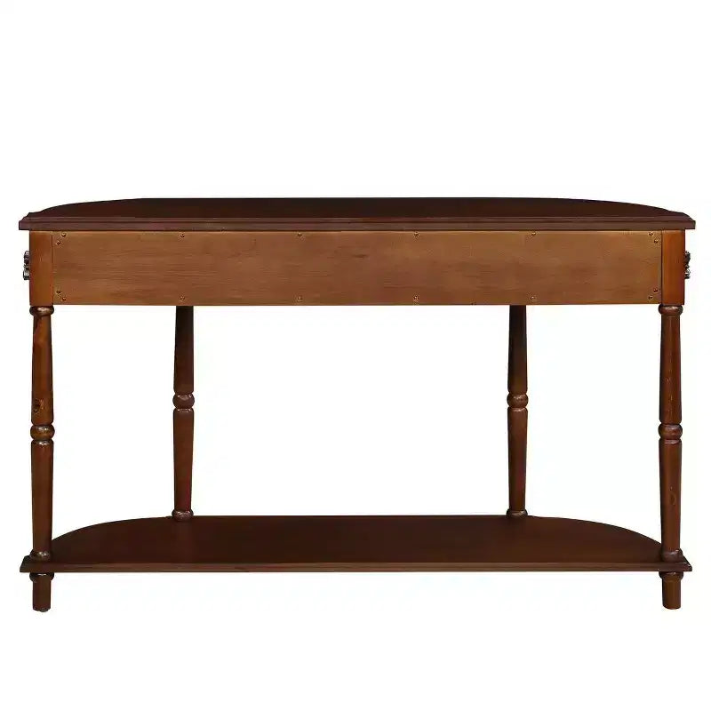 Table console incurvée rétro en bois de 52 po avec étagère ouverte et 2 tiroirs pour le salon et le couloir, cerisier