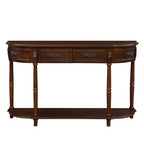 Table console incurvée rétro en bois de 52 po avec étagère ouverte et 2 tiroirs pour le salon et le couloir, cerisier