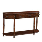 Table console incurvée rétro en bois de 52 po avec étagère ouverte et 2 tiroirs pour le salon et le couloir, cerisier