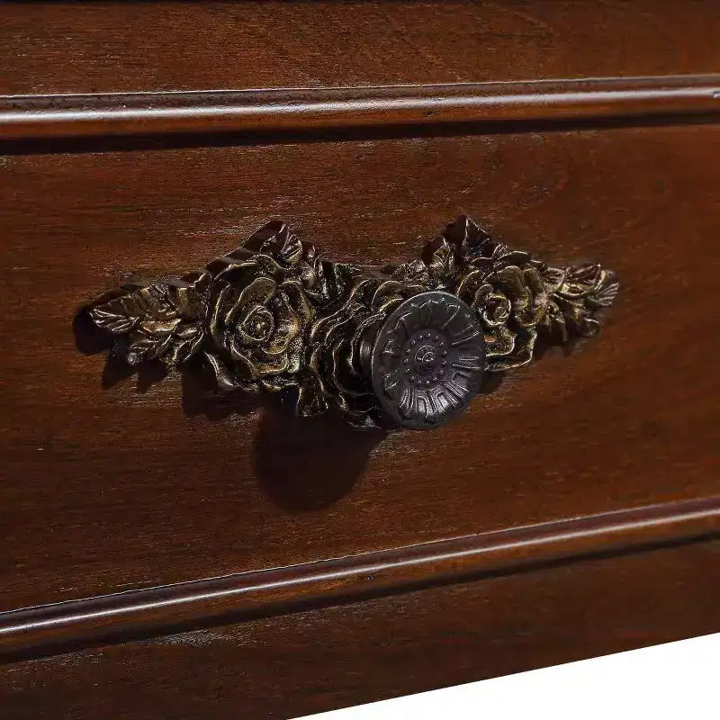 Table console incurvée rétro en bois de 52 po avec étagère ouverte et 2 tiroirs pour le salon et le couloir, cerisier