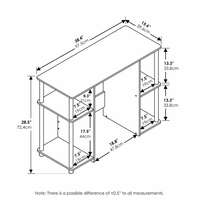 Bureaux d'ordinateur de 76,2 cm de haut en bois de paulownia marron avec étagères de rangement