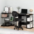 Bureaux d'ordinateur de 76,2 cm de haut en bois de paulownia marron avec étagères de rangement