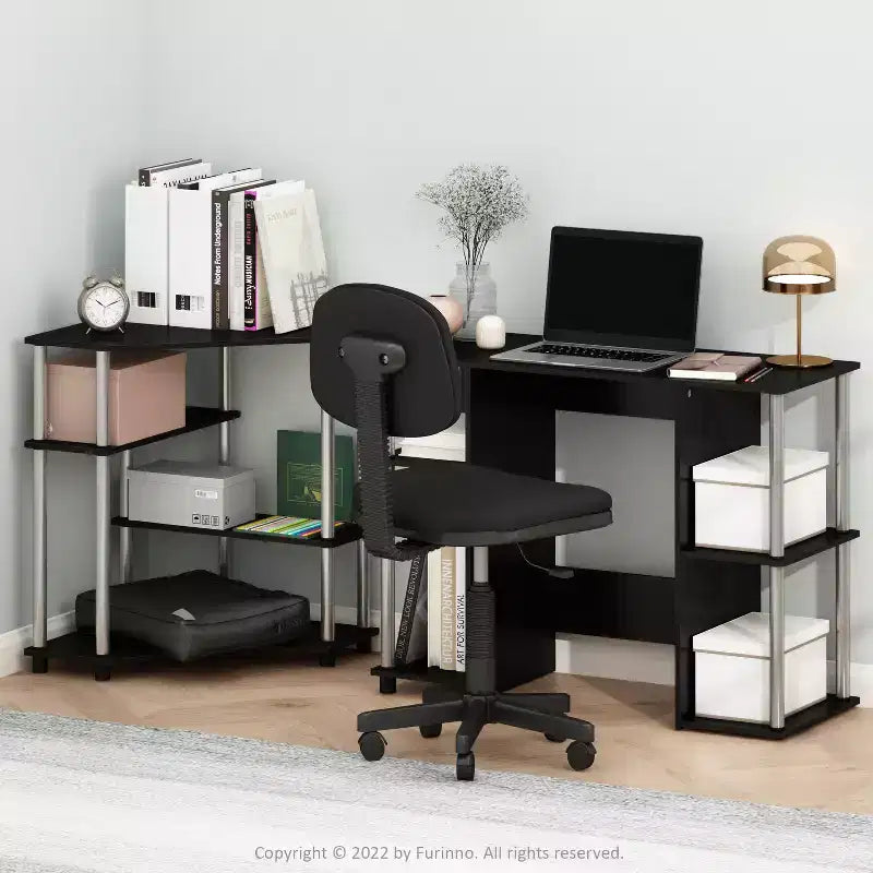 Bureaux d'ordinateur de 76,2 cm de haut en bois de paulownia marron avec étagères de rangement