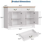 Meuble de bar à café de ferme avec 2 portes et tiroir, buffet de rangement de cuisine, étagère réglable, capacité de 68 kg, assemblage facile pour salle à manger