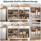 Meuble de bar à café de ferme avec 2 portes et tiroir, buffet de rangement de cuisine, étagère réglable, capacité de 68 kg, assemblage facile pour salle à manger
