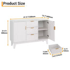 Buffet bas cannelé, Armoire de rangement pour bar à café avec 3 tiroirs et 2 portes, 120 cm, pour cuisine, salon, entrée