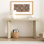 Console minimaliste en bois avec pieds géométriques, Table d'entrée en bois de style ferme pour le salon et l'entrée