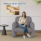 Fauteuil d'appoint moderne, Fauteuil de salon à ossature bois, Fauteuil de lecture confortable pour Salon, Chambre à coucher, Appartement, Coin