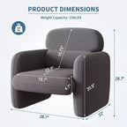 Fauteuil d'appoint moderne, Fauteuil de salon à ossature bois, Fauteuil de lecture confortable pour Salon, Chambre à coucher, Appartement, Coin