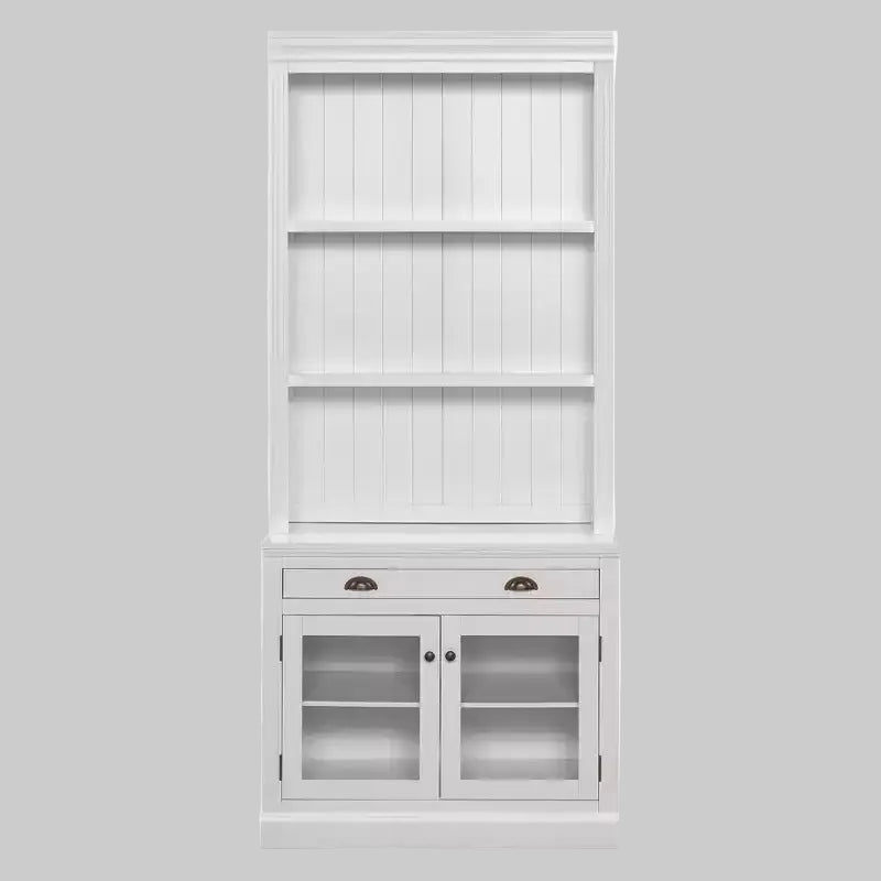 Vitrine moderne avec 2 portes vitrées, étagère réglable et tiroir de rangement