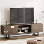 Meuble TV de style industriel avec deux tiroirs, adapté aux téléviseurs de 80 pouces, meuble multimédia en bois pour salons