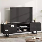 Meuble TV de style industriel avec deux tiroirs, adapté aux téléviseurs de 80 pouces, meuble multimédia en bois pour salons