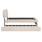 Lit plateforme double rembourré avec cadre de lit gigogne et lumières LED