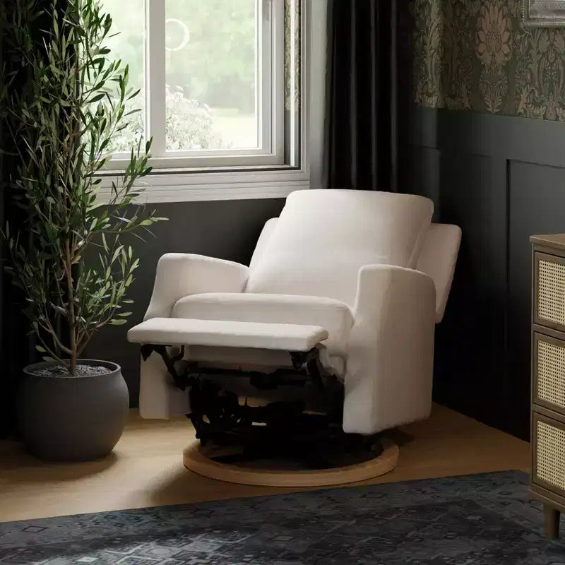 Fauteuil inclinable électrique et fauteuil-planeur pivotant - tissu tissé écologique de couleur crème