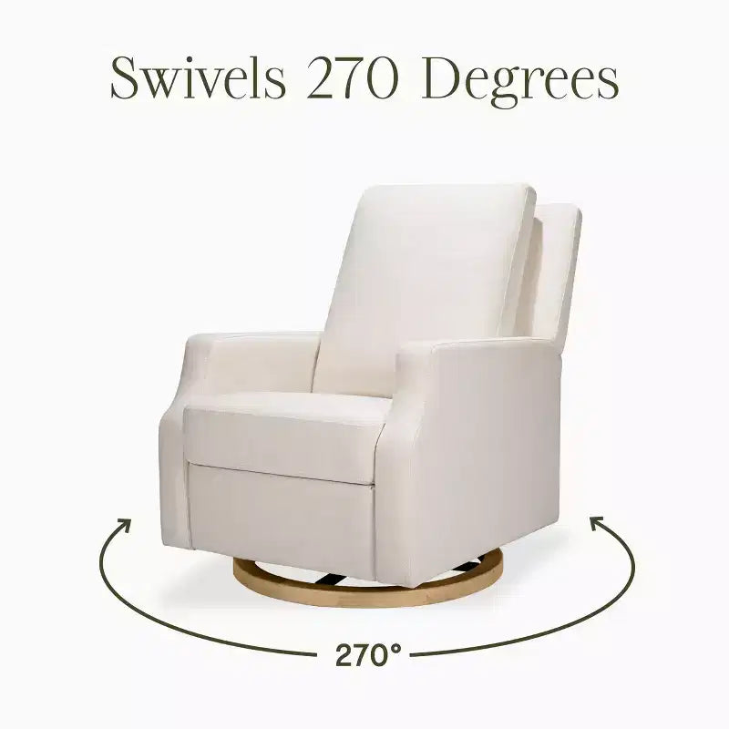 Fauteuil inclinable électrique et fauteuil-planeur pivotant - tissu tissé écologique de couleur crème