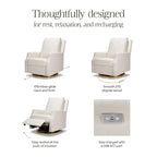 Fauteuil inclinable électrique et fauteuil-planeur pivotant - tissu tissé écologique de couleur crème