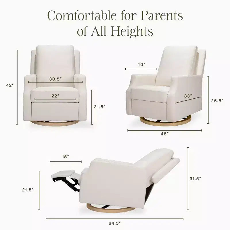 Fauteuil inclinable électrique et fauteuil-planeur pivotant - tissu tissé écologique de couleur crème