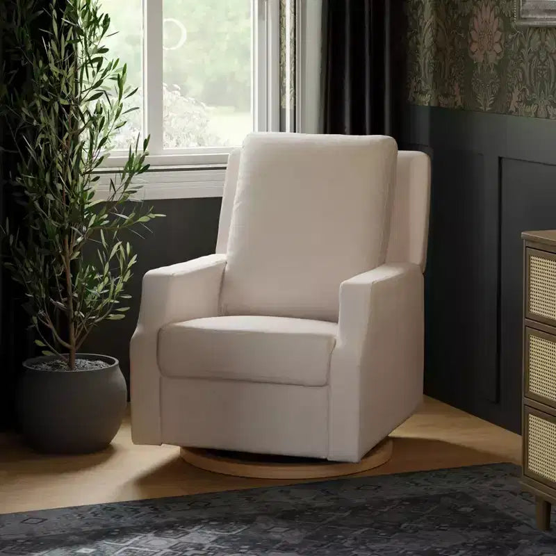 Fauteuil inclinable électrique et fauteuil-planeur pivotant - tissu tissé écologique de couleur crème