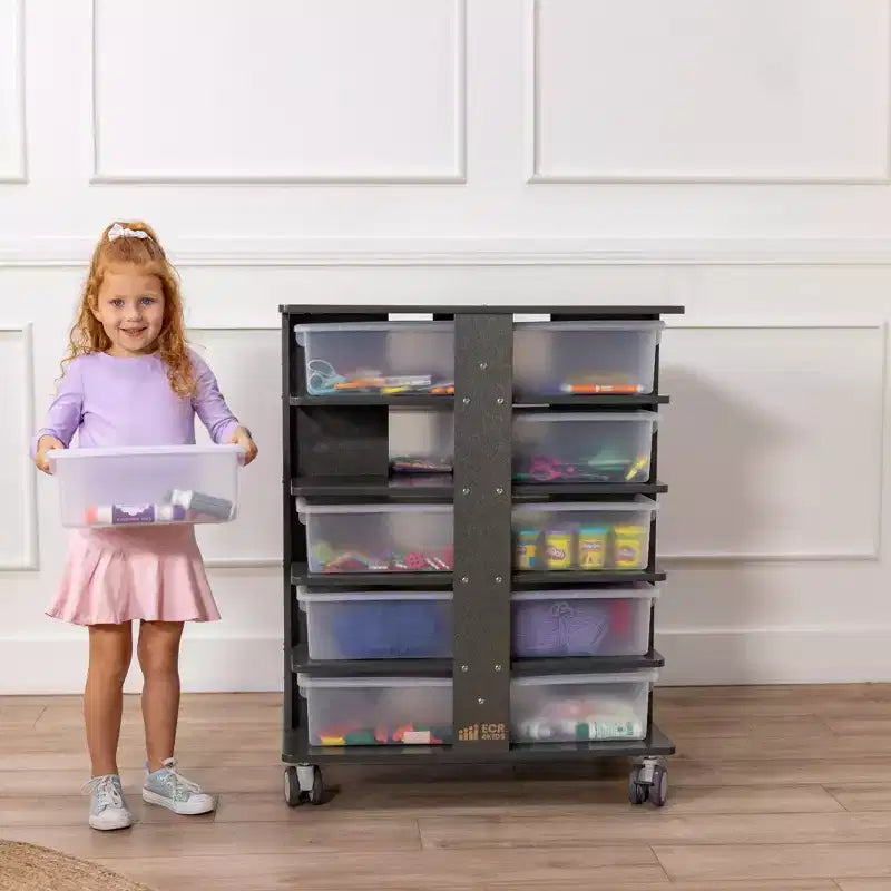 Tour de rangement mobile à 20 compartiments et 20 bacs de rangement, 5x4, Mobilier pour enfants