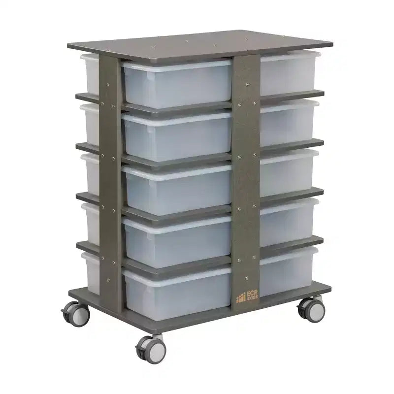 20 - Compartment Mobile Storage Tower and 20 Cubby Bins, 5x4, Kids Furniture