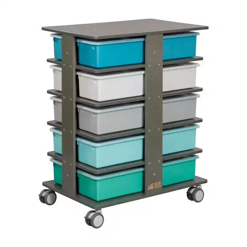 20 - Compartment Mobile Storage Tower and 20 Cubby Bins, 5x4, Kids Furniture