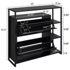 Meuble à chaussures à 2 portes et 4 étagères, Organisateur de rangement moderne, Cadre en métal noir, 2 tiroirs basculants