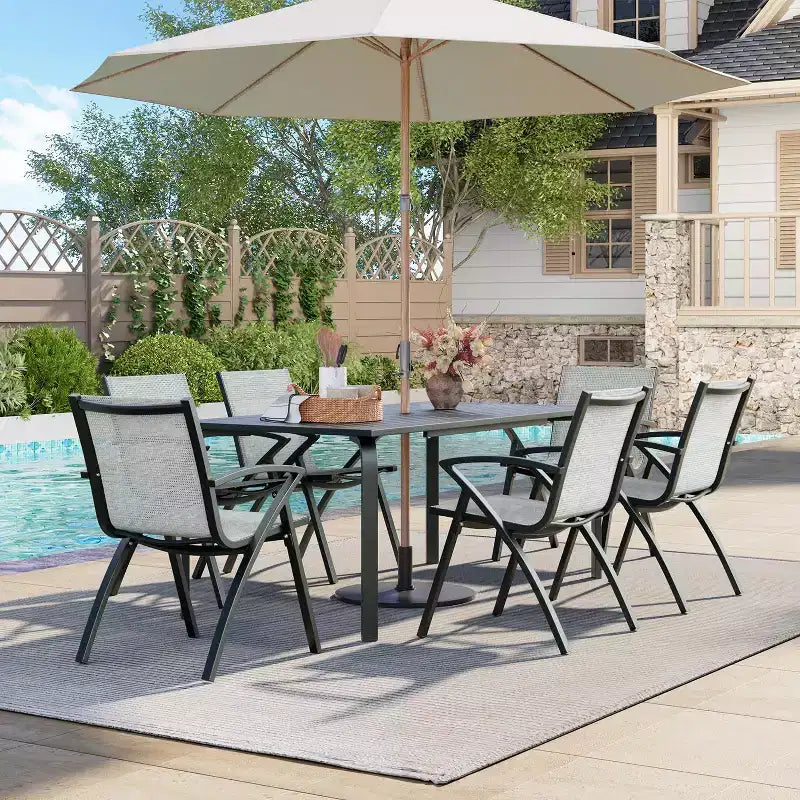 Table de terrasse en aluminium de qualité marine, table à manger extérieure moderne pour restaurants, arrière-cours, bords de piscine