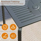 Table de terrasse en aluminium de qualité marine, table à manger extérieure moderne pour restaurants, arrière-cours, bords de piscine