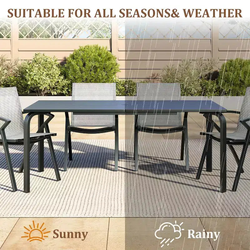 Table de terrasse en aluminium de qualité marine, table à manger extérieure moderne pour restaurants, arrière-cours, bords de piscine