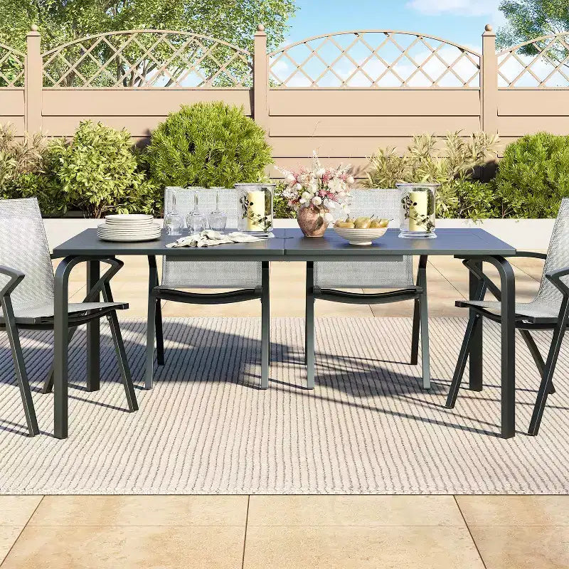 Table de terrasse en aluminium de qualité marine, table à manger extérieure moderne pour restaurants, arrière-cours, bords de piscine