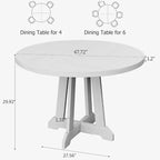Table à manger ronde pour 4 à 6 personnes, table de salle à manger de 120 cm avec base piédestal en bois (table uniquement)