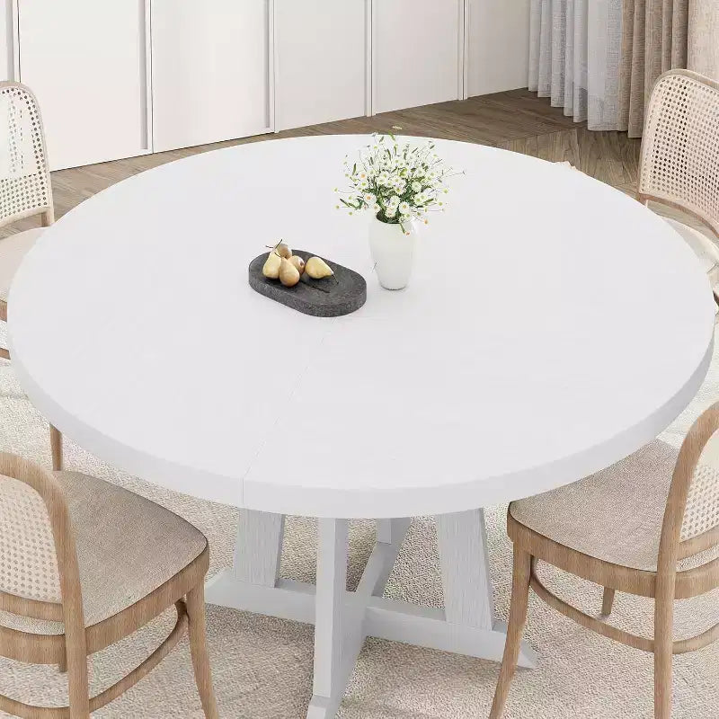 Table à manger ronde pour 4 à 6 personnes, table de salle à manger de 120 cm avec base piédestal en bois (table uniquement)