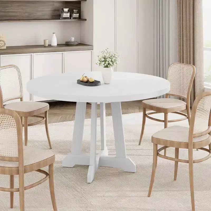 Table à manger ronde pour 4 à 6 personnes, table de salle à manger de 120 cm avec base piédestal en bois (table uniquement)