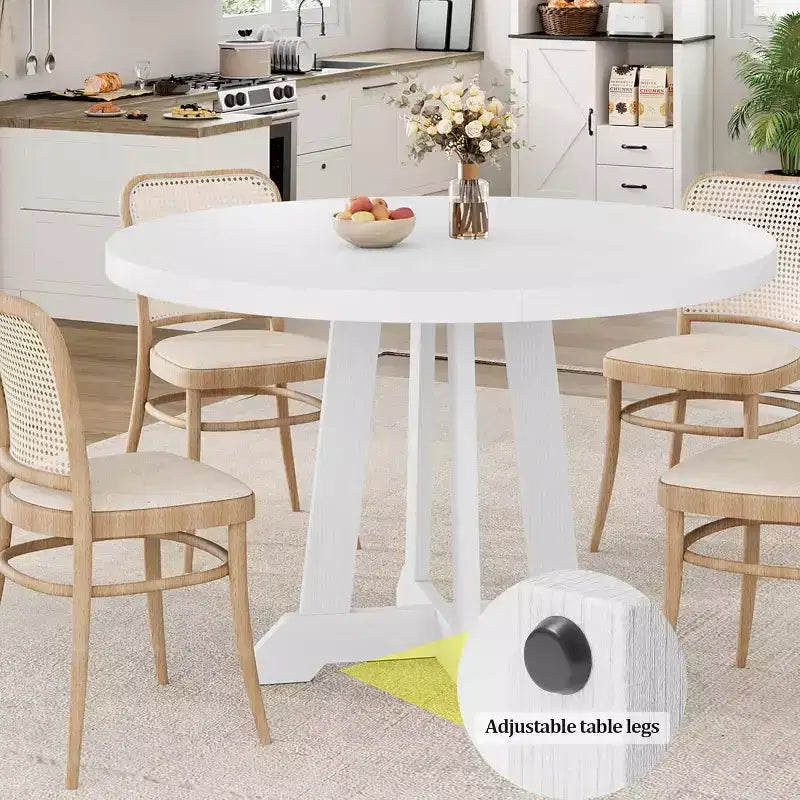 Table à manger ronde pour 4 à 6 personnes, table de salle à manger de 120 cm avec base piédestal en bois (table uniquement)