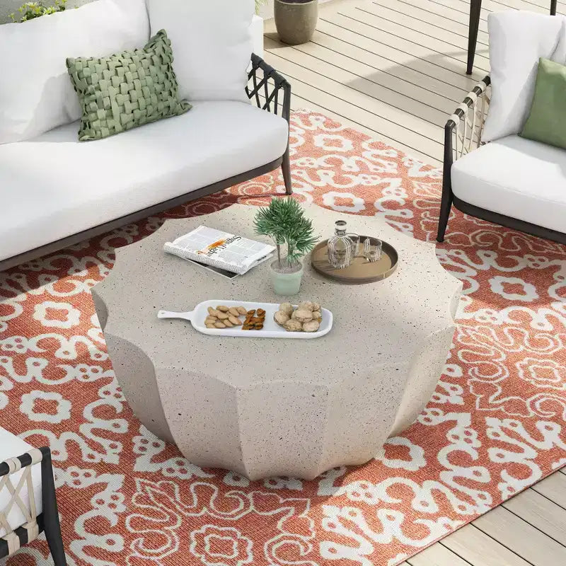 Table Basse Ronde Extérieure 35 Moderne Élégante Étanche et Aucun Assemblage Requis Table Basse d'Extérieur pour Patio, Jardin