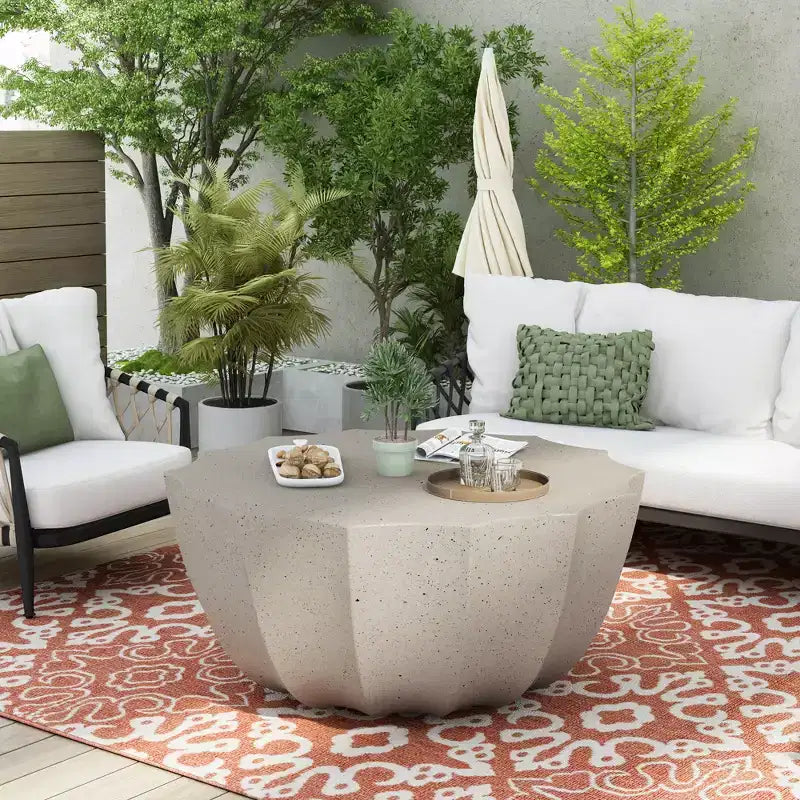 Table Basse Ronde Extérieure 35 Moderne Élégante Étanche et Aucun Assemblage Requis Table Basse d'Extérieur pour Patio, Jardin