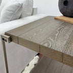 Table Basse Industrielle en Bois avec Roulettes et Cadre en Métal