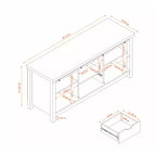Meuble TV de ferme de 47,3 po de large pour salon avec porte coulissante de style grange, console multimédia avec rangement et tiroir blanc