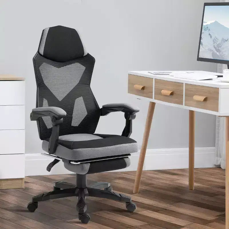 Chaise de bureau inclinable à hauteur réglable avec repose-pieds escamotable