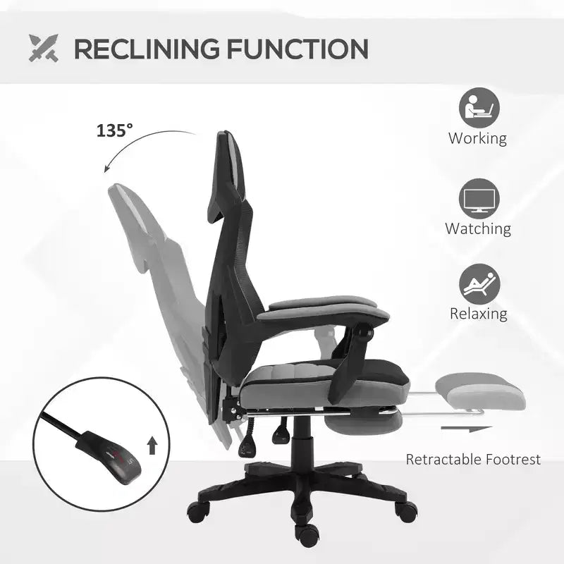 Chaise de bureau inclinable à hauteur réglable avec repose-pieds escamotable