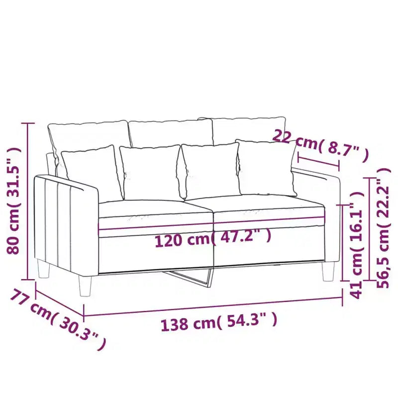 2 - Seater Sofa Light Gray 47.2 Velvet