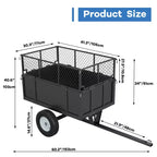 Remorque utilitaire robuste en acier, remorque pour VTT basculante, capacité de 480 litres (17 pi³), 340 kg (750 lb) avec côtés amovibles, remorque de jardin à atteler derrière un UTV