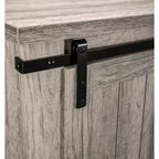 Meuble TV avec portes coulissantes et cheminée électrique, pour téléviseurs jusqu'à 60 po, chêne gris antique - MDF et quincaillerie en nickel, gestion des câbles