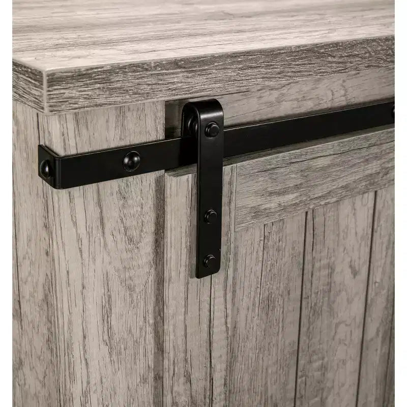 Meuble TV avec portes coulissantes et cheminée électrique, pour téléviseurs jusqu'à 60 po, chêne gris antique - MDF et quincaillerie en nickel, gestion des câbles