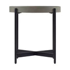 Table d'appoint ronde Brookline 50,8 cm en bois avec revêtement en béton gris béton - Plateau chic, piètement en X robuste