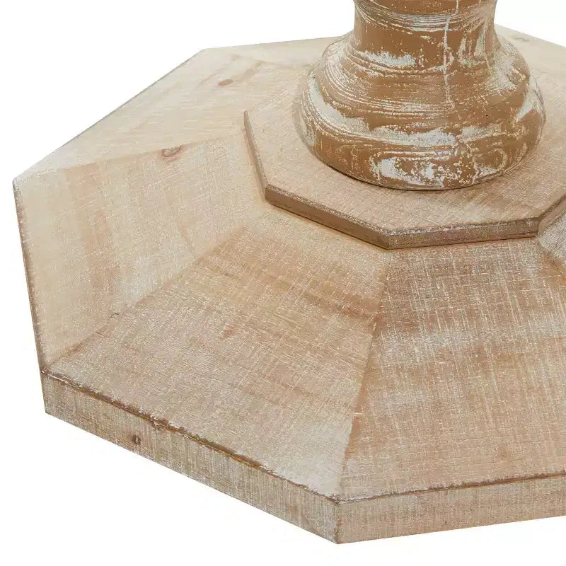 Table d'appoint en bois blanchi style ferme, fabriquée à la main, aucun assemblage requis.