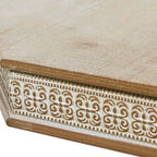 Table d'appoint en bois blanchi style ferme, fabriquée à la main, aucun assemblage requis.